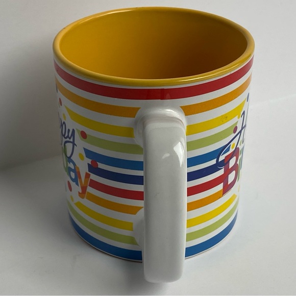 Birthday Mug Button & Burton Never used! Rainbow Polka Dots Ceramic Stripes New - Picture 5 of 15
